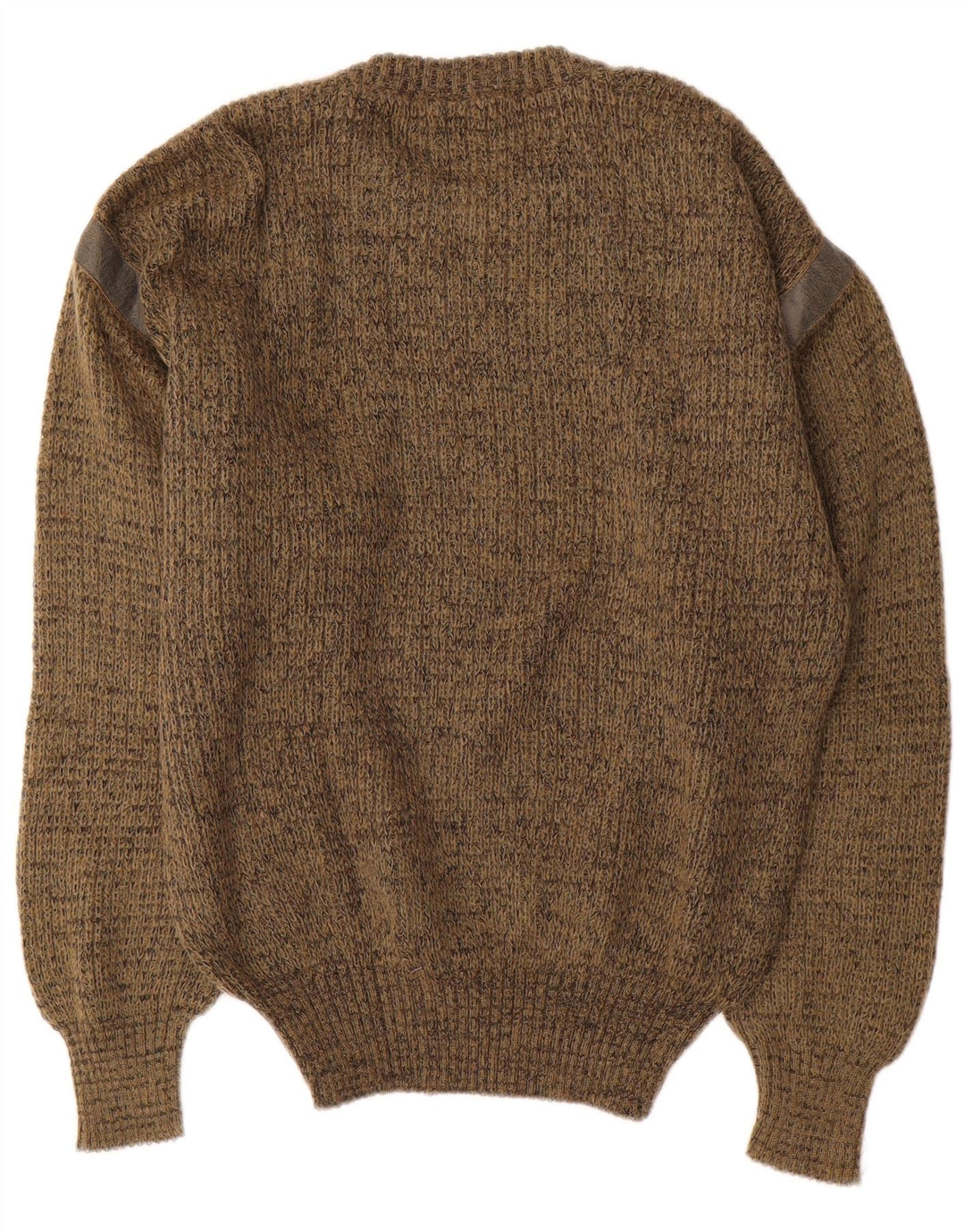 Vintage Mens Crew Neck Jumper Sweater Medium Khaki Flecked