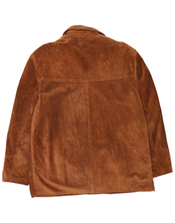 Vintage Womens Suede Jacket UK 16 Large Brown Leather