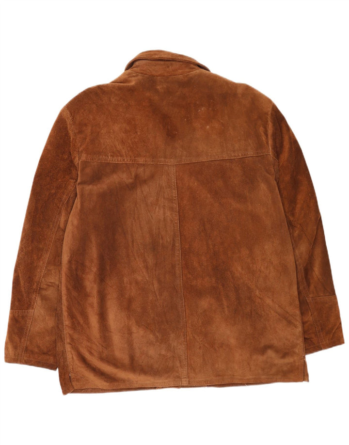Vintage Womens Suede Jacket UK 16 Large Brown Leather