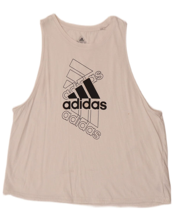 Adidas Womens Graphic Vest Top UK 16/18 Large White Cotton