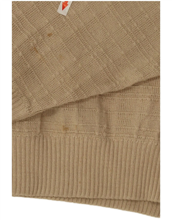 Marks & Spencer Mens V-Neck Jumper Sweater Small Beige Acrylic