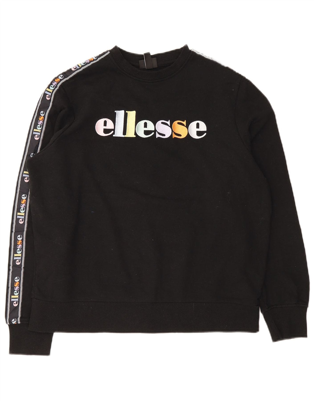 Ellesse Womens Graphic Oversized Sweatshirt Jumper UK 10 Small Black Cotton