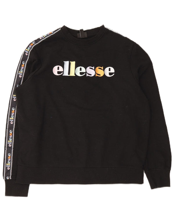 Ellesse Womens Graphic Oversized Sweatshirt Jumper UK 10 Small Black Cotton