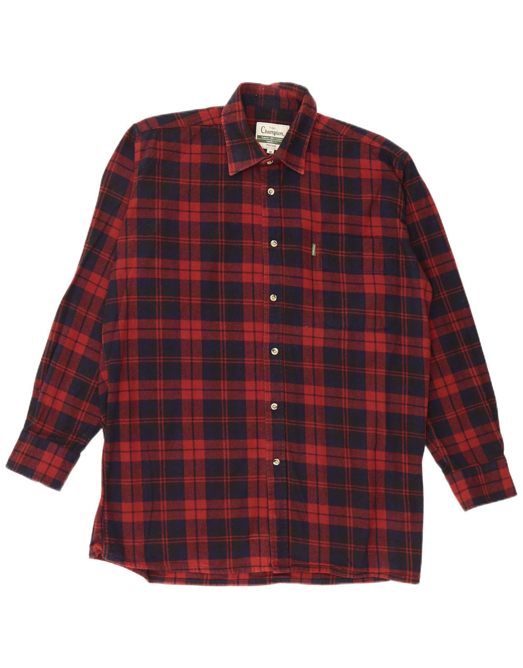 VINTAGE Mens Comfort Fit Flannel Shirt Medium Burgundy Check Cotton