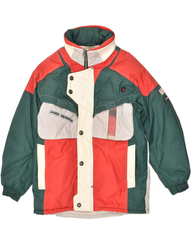 ANZI BESSON Mens Ski Jacket IT 50 Large Multicoloured Colourblock | Vintage Anzi Besson | Thrift | Second-Hand Anzi Besson | Used Clothing | Messina Hembry 