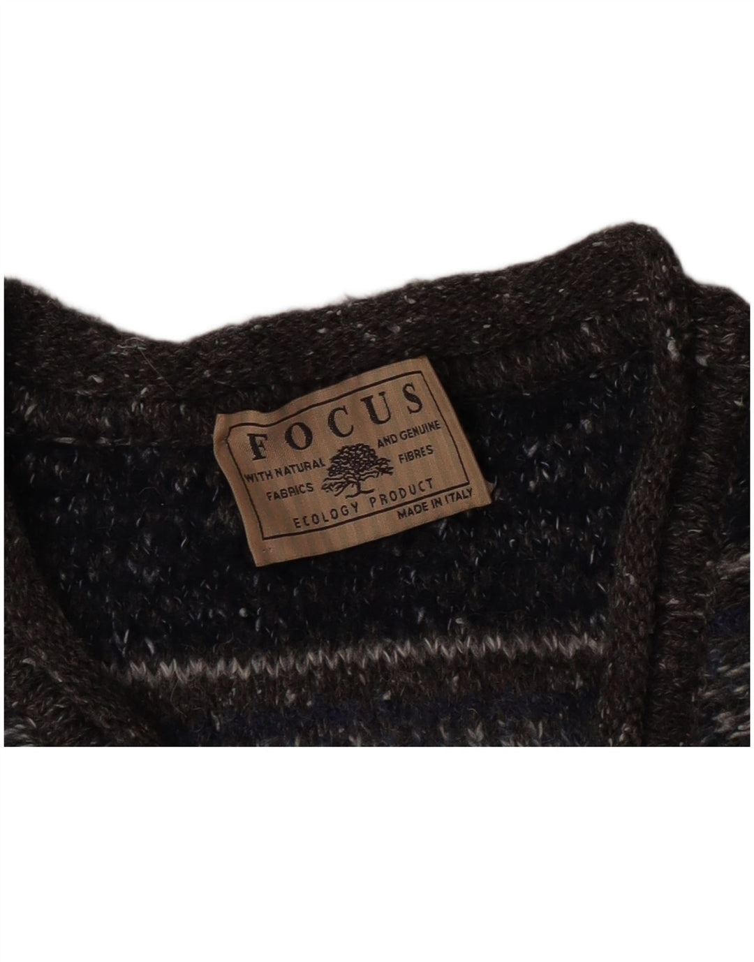 Vintage Mens V-Neck Jumper Sweater Medium Grey Striped