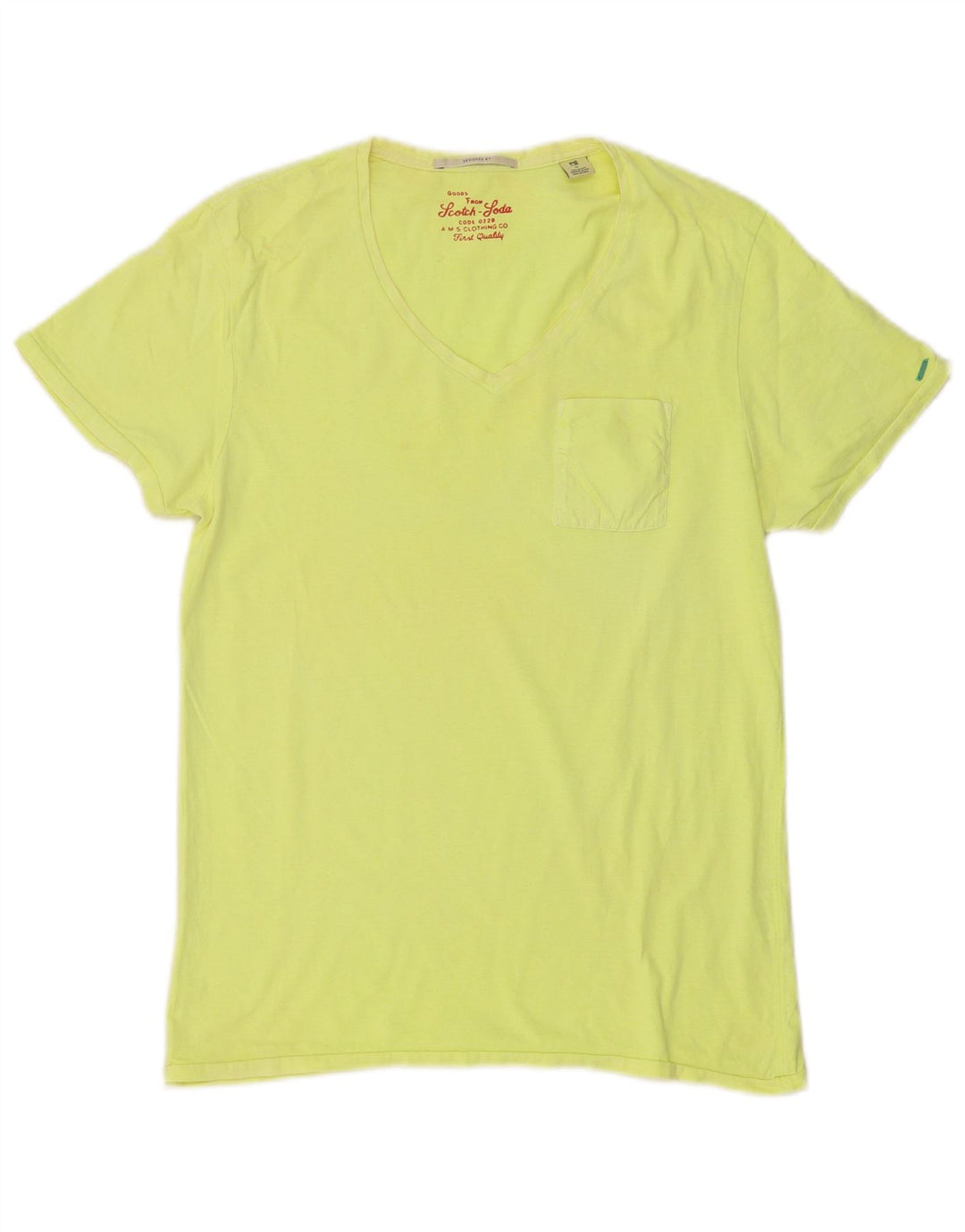 SCOTCH & SODA Mens T-Shirt Top Small Yellow Cotton
