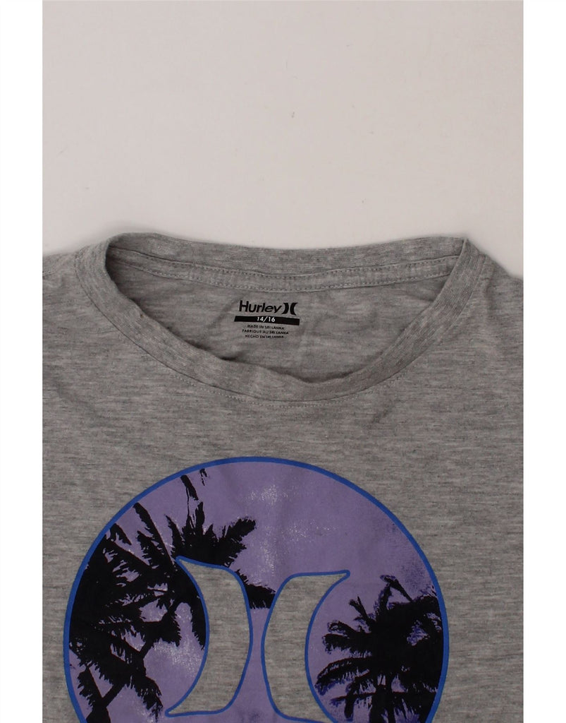 HURLEY Boys Graphic T-Shirt Top 14-15 Years Grey Cotton Vintage Hurley and Second-Hand Hurley from Messina Hembry 