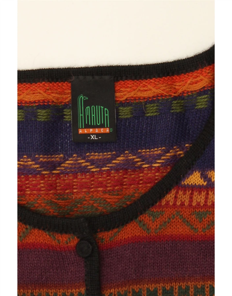 AMAUTA Womens Cardigan Sweater UK 18 XL Multicoloured Fair Isle Vintage Amauta and Second-Hand Amauta from Messina Hembry 