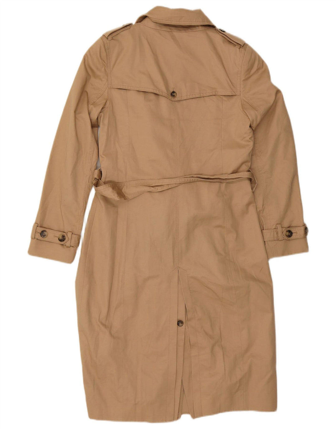 Marks & Spencer Womens Double Breasted Trench Coat UK 8 Small Beige Cotton