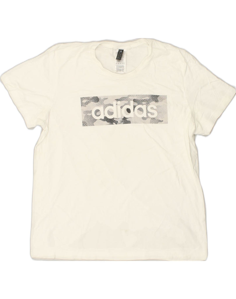 ADIDAS Mens Graphic T-Shirt Top Medium White Cotton | Vintage Adidas | Thrift | Second-Hand Adidas | Used Clothing | Messina Hembry 