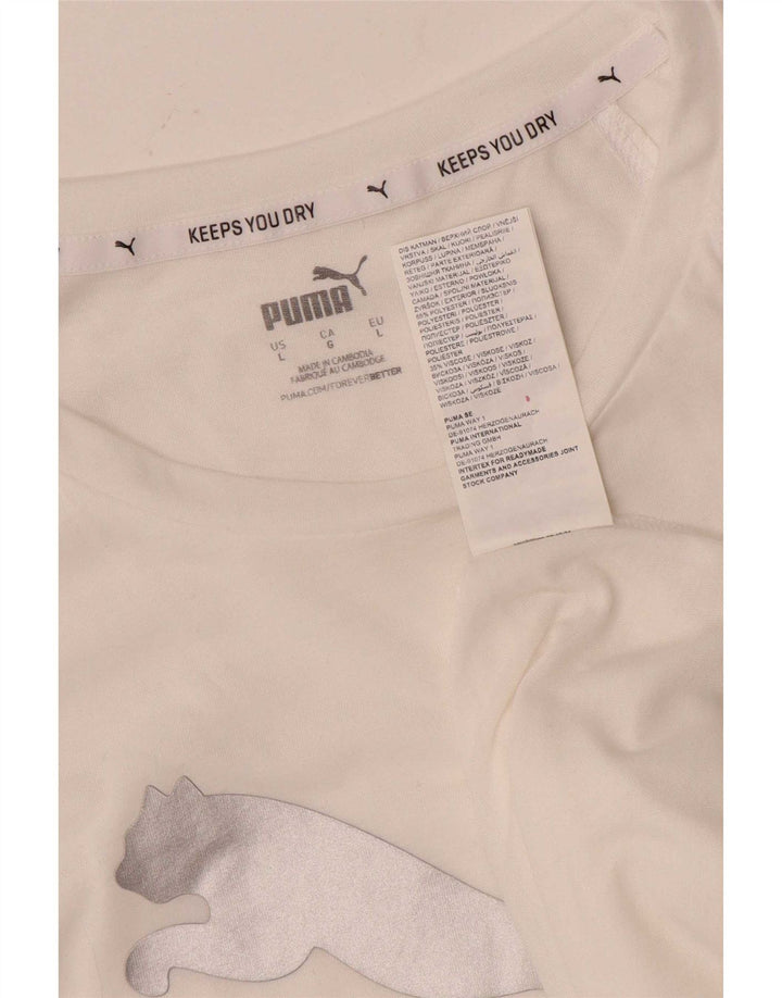 Puma Mens Graphic T-Shirt Top Large White Polyester