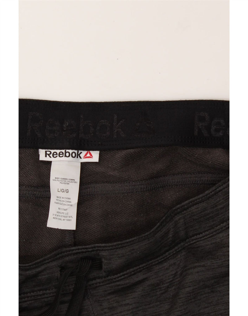 REEBOK Mens Graphic Tracksuit Trousers Joggers Large Grey Pinstripe Vintage Reebok and Second-Hand Reebok from Messina Hembry 