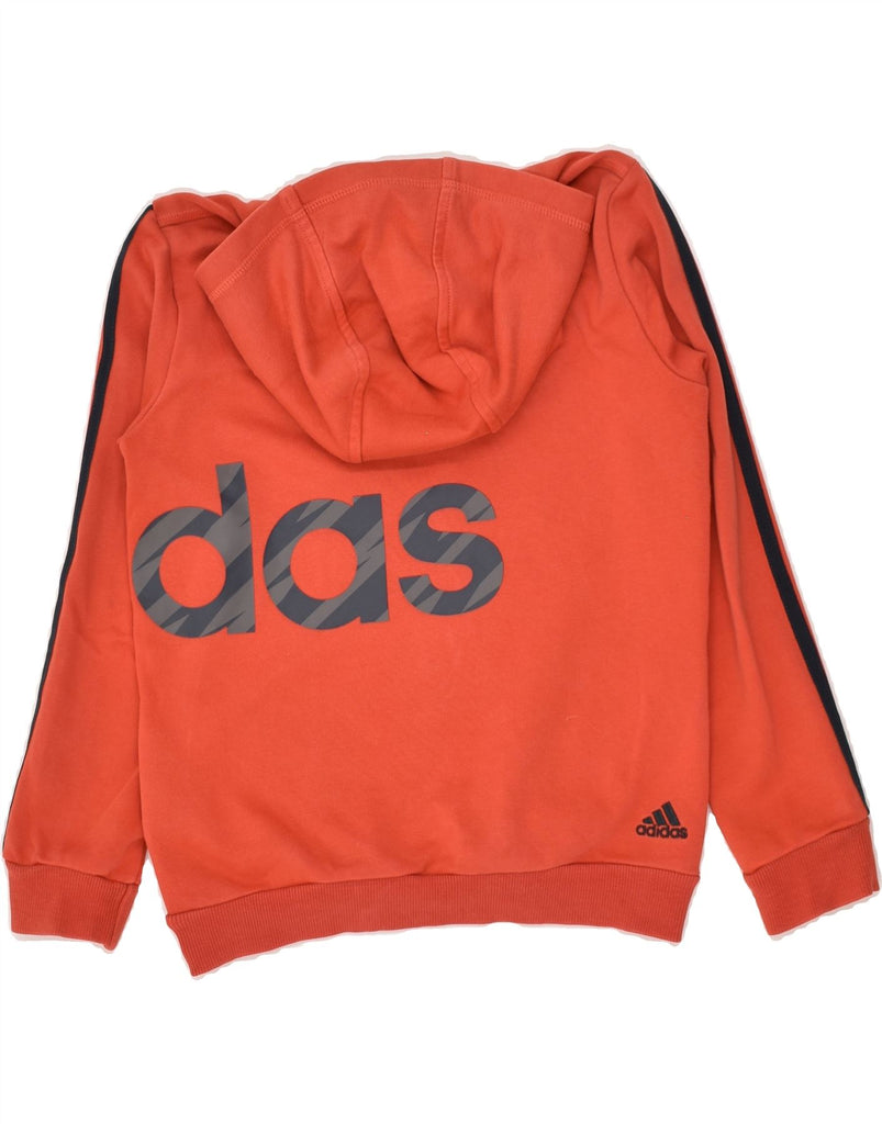 ADIDAS Boys Graphic Hoodie Jumper 9-10 Years Orange Cotton | Vintage Adidas | Thrift | Second-Hand Adidas | Used Clothing | Messina Hembry 