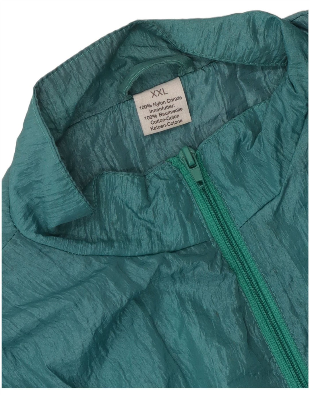 Vintage Mens Tracksuit Top Jacket 2XL Green Nylon