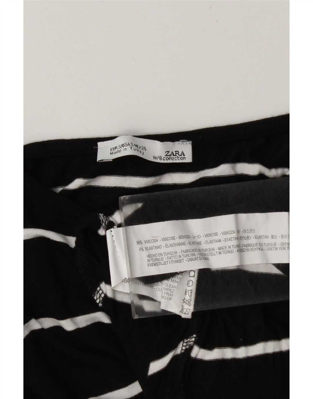 Zara Womens Oversized Top Long Sleeve UK 10 Small Black Striped Viscose