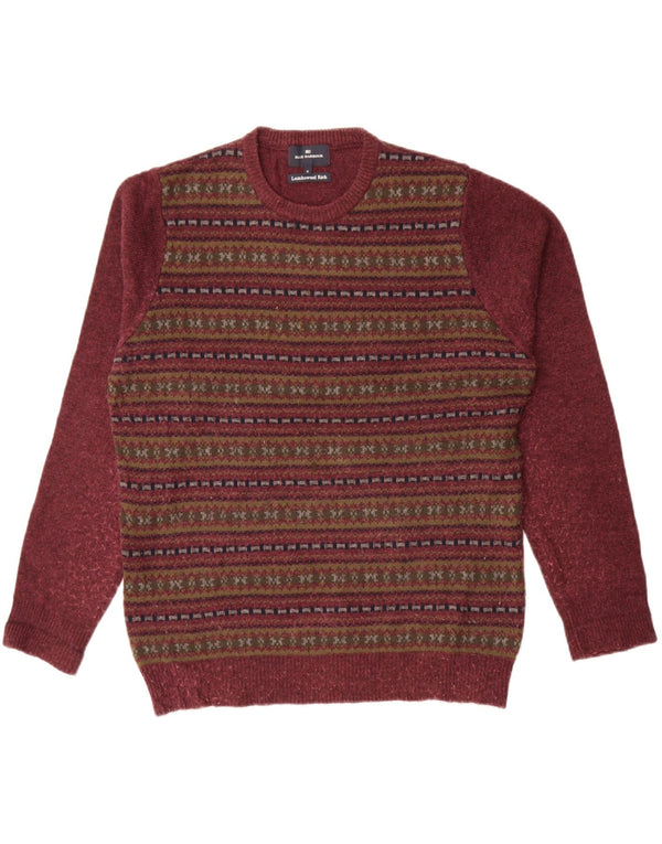 Marks & Spencer Mens Blue Harbour Crew Neck Jumper Sweater Medium Burgundy