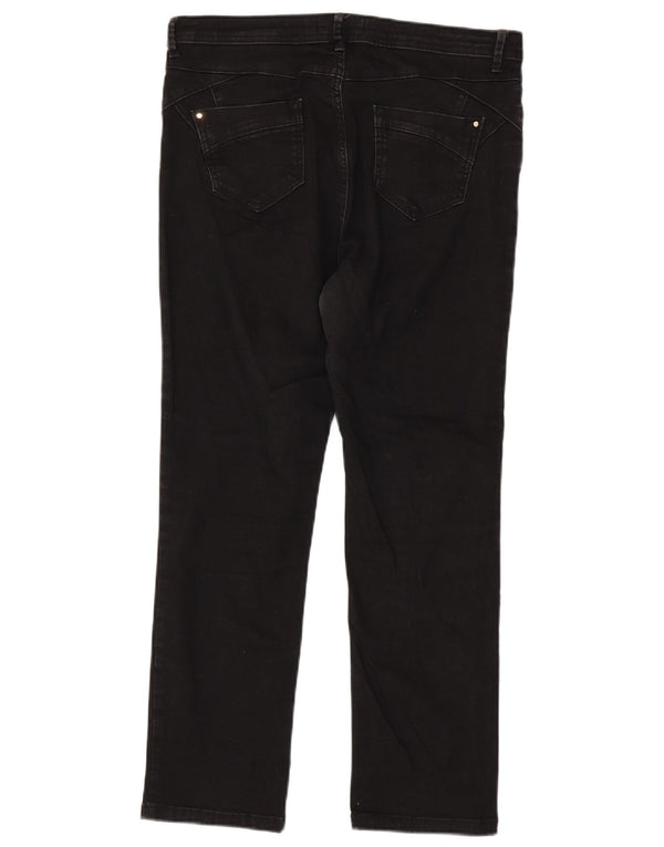 Marks & Spencer Womens Short Straight Jeans UK 14 Large W34 L27 Black