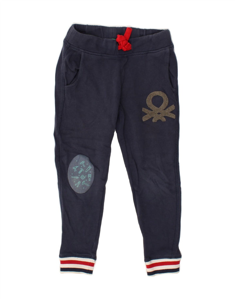 BENETTON Boys Graphic Tracksuit Trousers Joggers 6-7 Years Small Navy Blue | Vintage Benetton | Thrift | Second-Hand Benetton | Used Clothing | Messina Hembry 