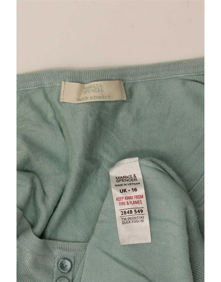 Marks & Spencer Womens Blouse Top UK 16 Large Green Viscose