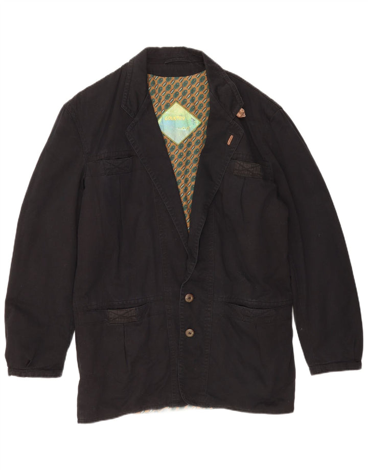 Country Mens 2 Button Blazer Jacket UK 40 Large Black Cotton