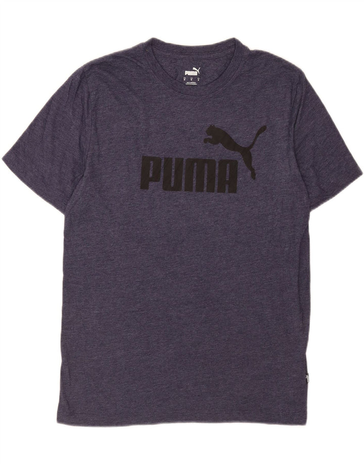 Puma Mens Graphic T-Shirt Top Medium Navy Blue Flecked Cotton