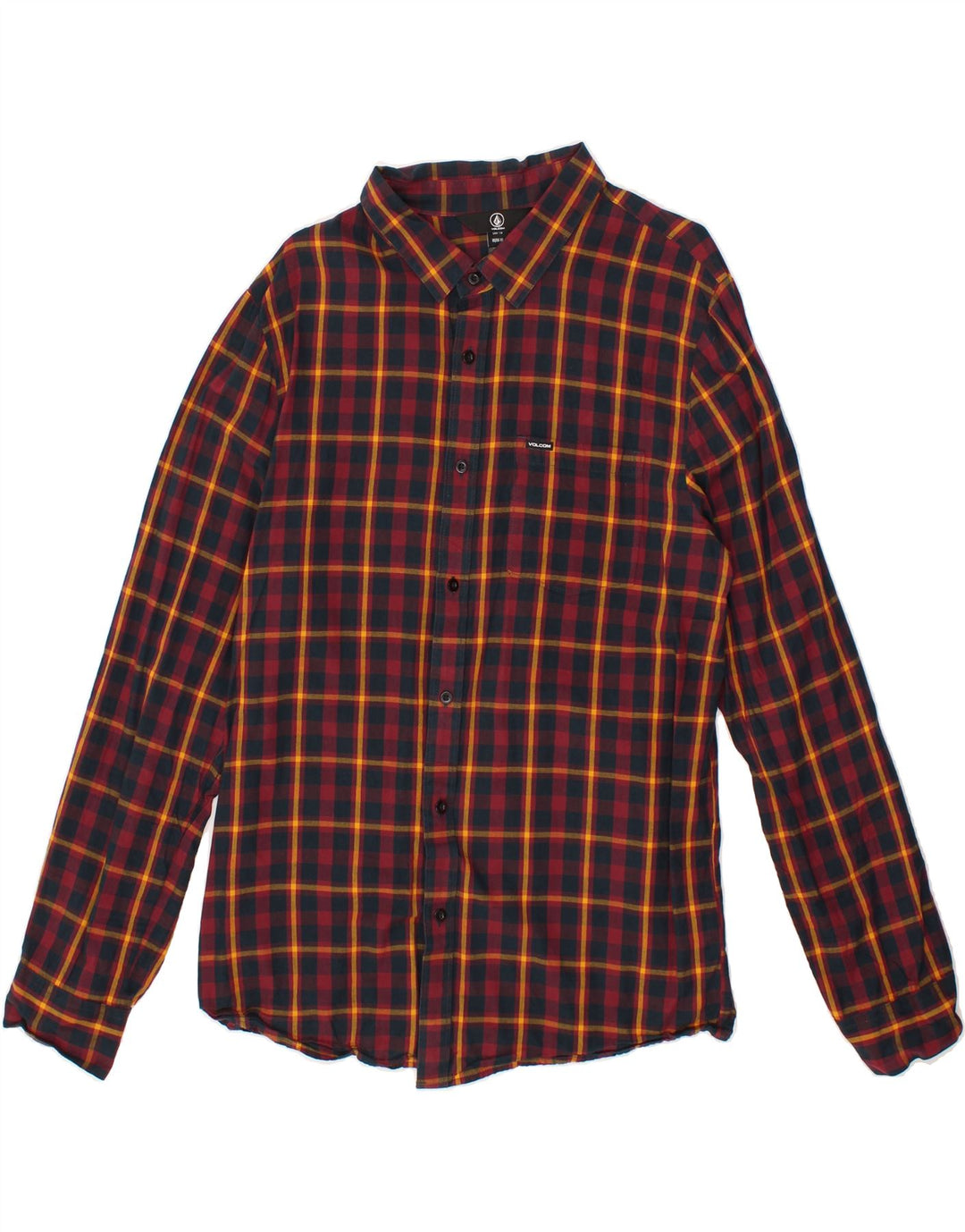 VOLCOM Boys Shirt 15-16 Years XL Navy Blue Check Cotton Vintage Volcom and Second-Hand Volcom from Messina Hembry 