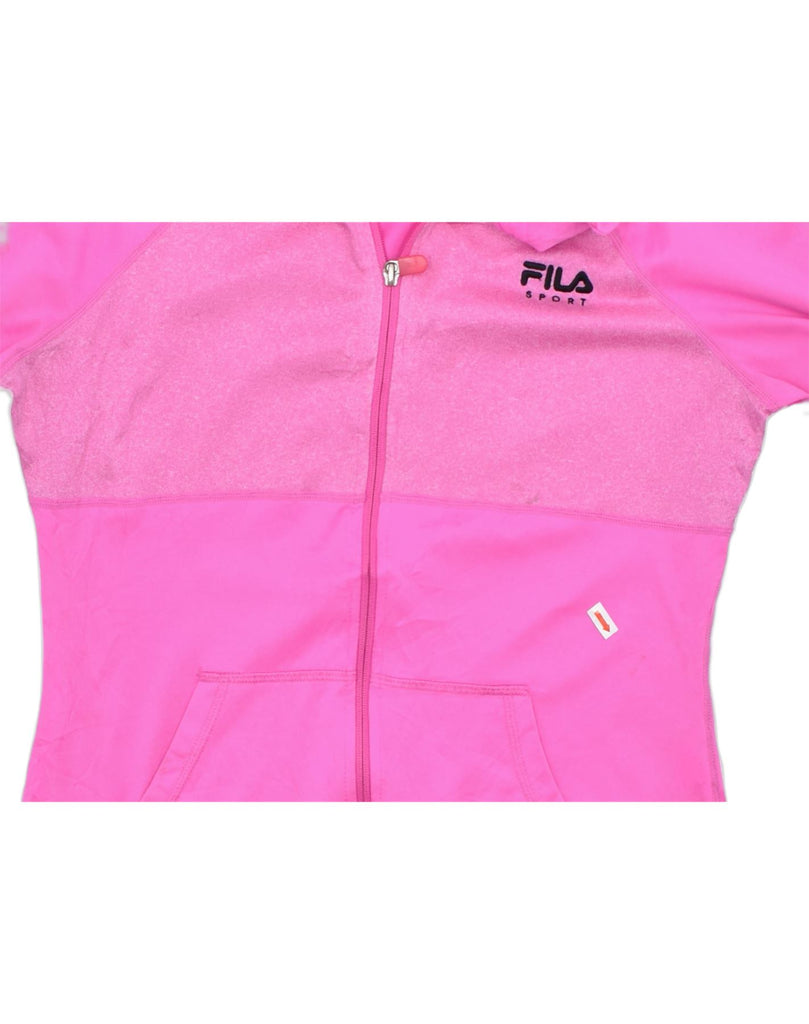 FILA Womens Tracksuit Top Jacket UK 14 Medium Pink Polyester Sports | Vintage | Thrift | Second-Hand | Used Clothing | Messina Hembry 