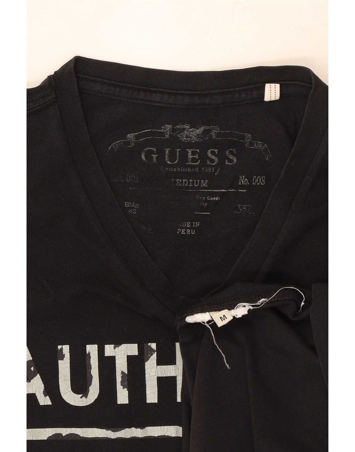 Guess Mens Graphic T-Shirt Top Medium Black