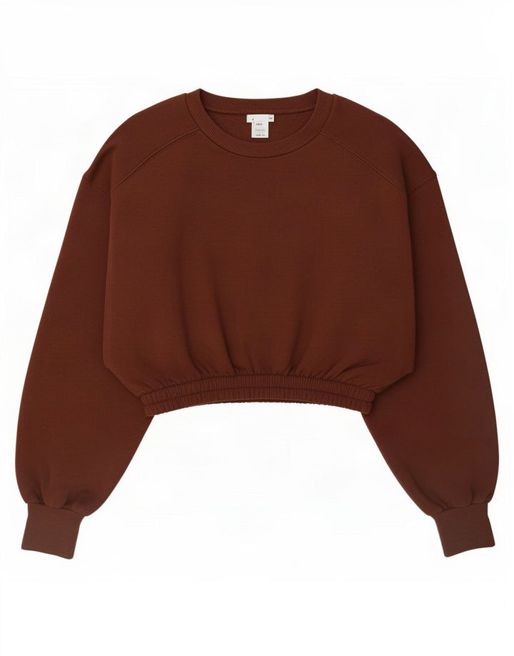 Zara Womens Crop Sweatshirt Jumper UK 10 Small Brown