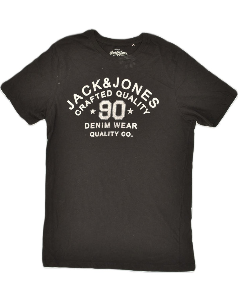 JACK & JONES Mens Slim Graphic T-Shirt Top Large Black Cotton | Vintage Jack & Jones | Thrift | Second-Hand Jack & Jones | Used Clothing | Messina Hembry 