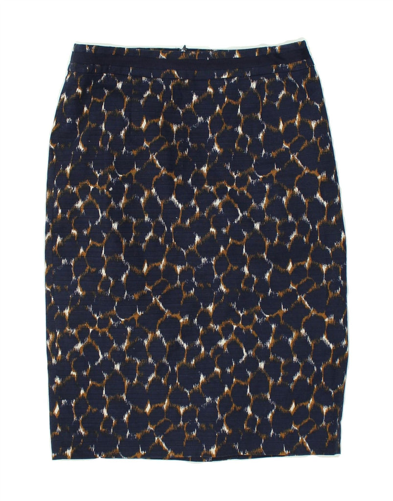 BODEN Womens Abstract Pattern Pencil Skirt UK 8 Small W28 Navy Blue Cotton | Vintage Boden | Thrift | Second-Hand Boden | Used Clothing | Messina Hembry 