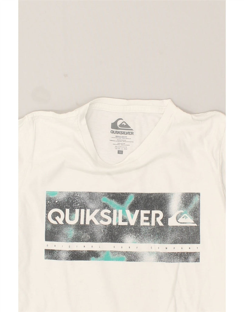 QUIKSILVER Boys Regular Fit Graphic T-Shirt Top 9-10 Years White Cotton | Vintage Quiksilver | Thrift | Second-Hand Quiksilver | Used Clothing | Messina Hembry 