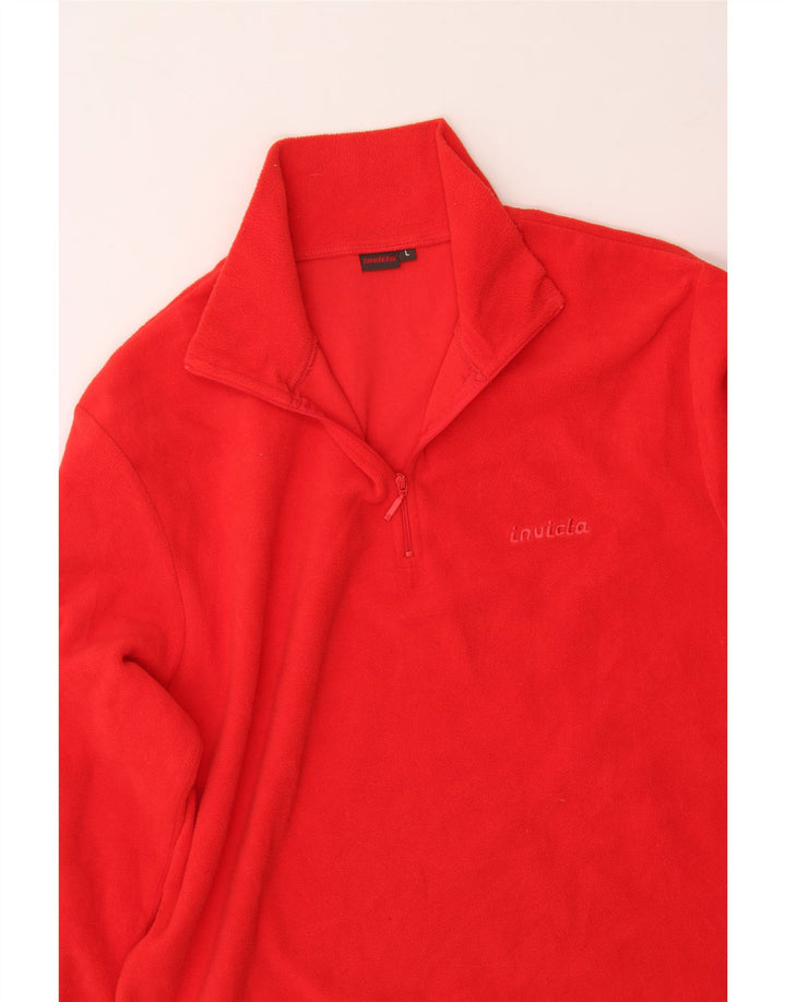 INVICTA Mens Zip Neck Fleece Jumper Large Red Polyester Vintage Invicta and Second-Hand Invicta from Messina Hembry 