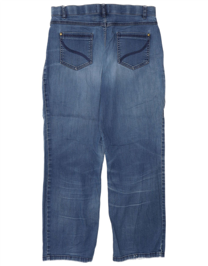 Marks & Spencer Womens Distressed Straight Jeans UK 12 Medium W28 L27 Blue