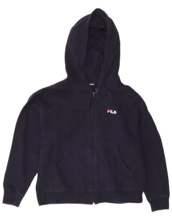 Fila Boys Zip Hoodie Sweater 10-11 Years Navy Blue Cotton