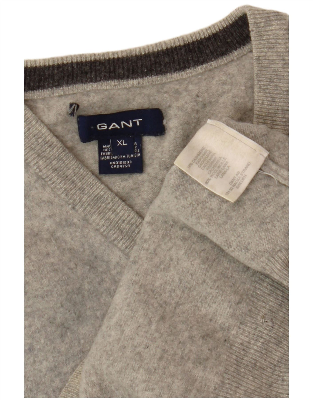 Gant Womens V-Neck Jumper Sweater UK 18 XL Grey Wool