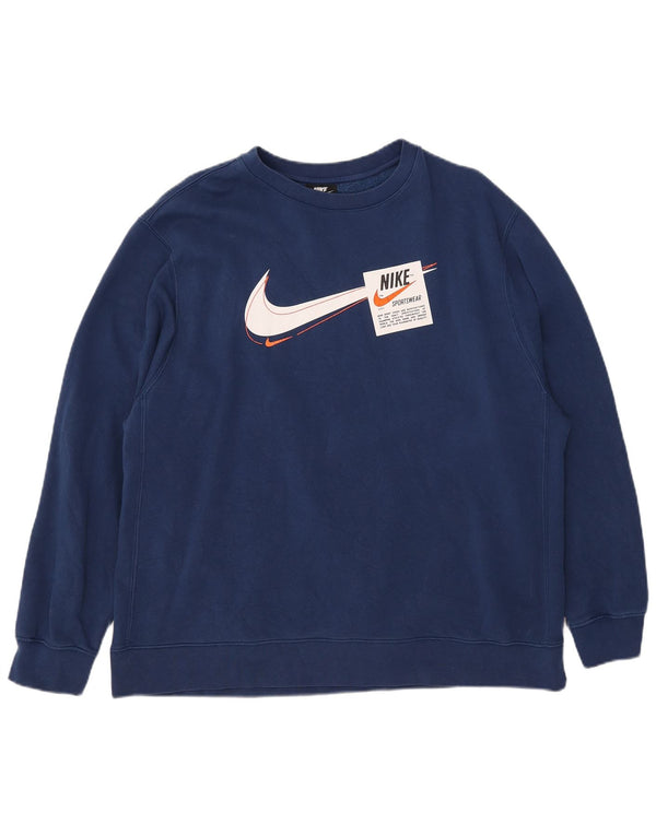 Nike Mens Graphic Sweatshirt Jumper XL Navy Blue Cotton