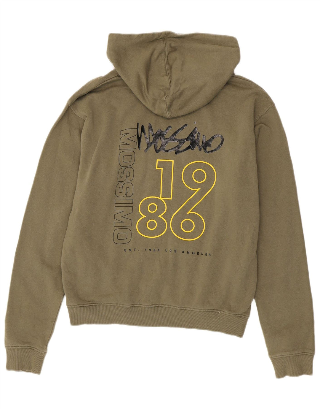 Mossimo Womens Graphic Hoodie Jumper US 12 Large Khaki Cotton