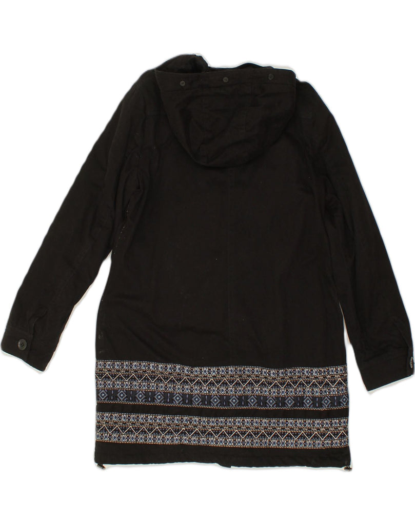 MONSOON Womens Hooded Overcoat UK 12 Medium  Black Cotton | Vintage Monsoon | Thrift | Second-Hand Monsoon | Used Clothing | Messina Hembry 