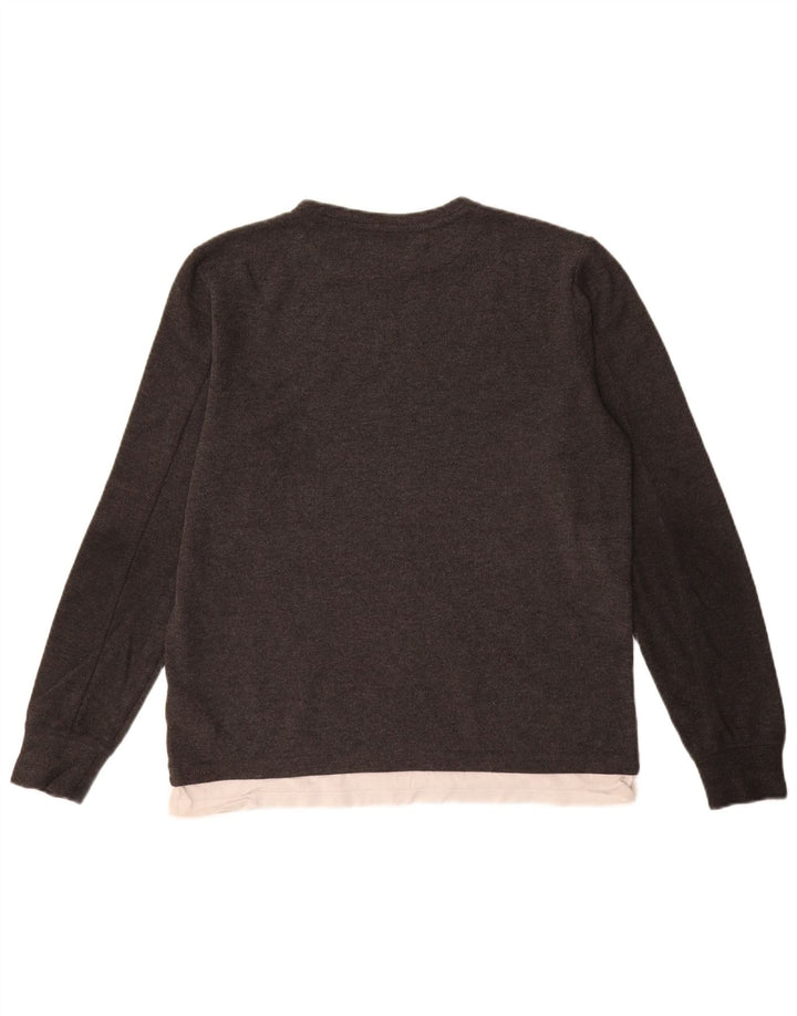 All Saints Mens Longline Fit Boat Neck Jumper Sweater Small Grey