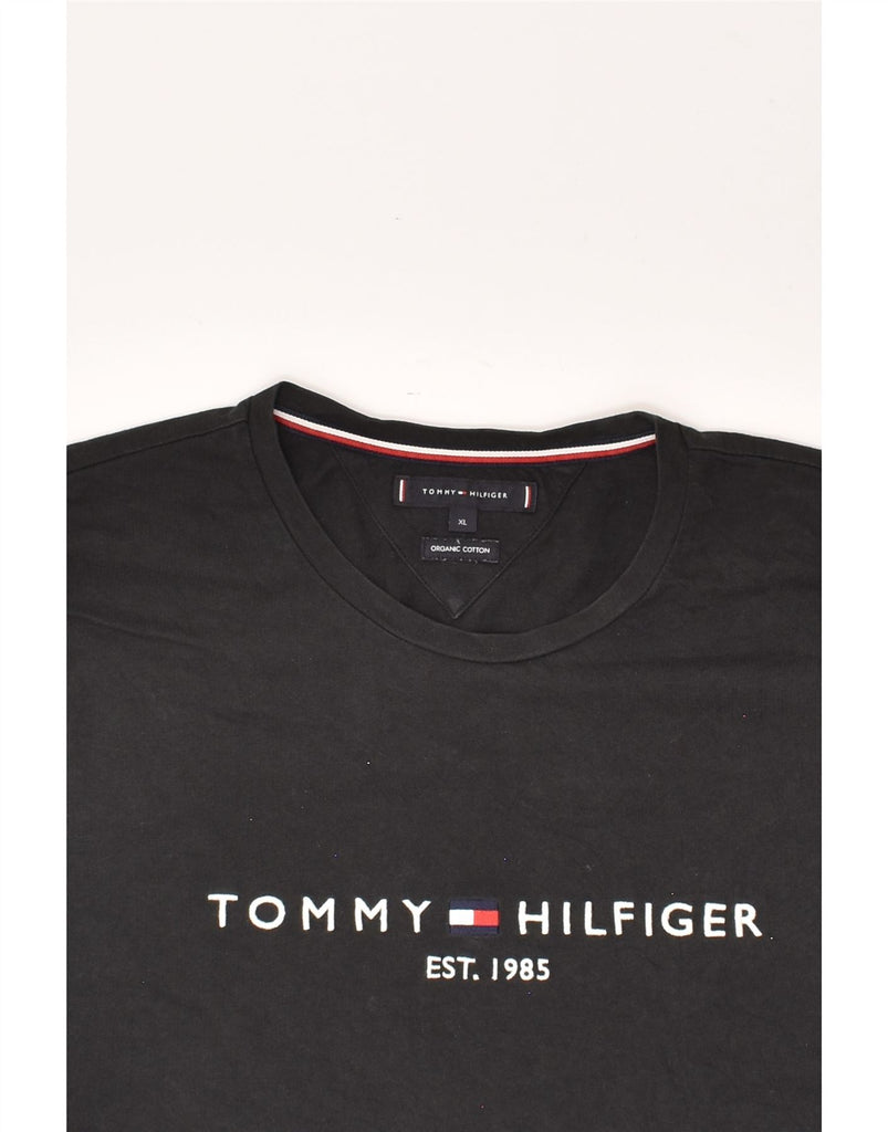 TOMMY HILFIGER Mens Graphic T-Shirt Top XL Black Cotton | Vintage Tommy Hilfiger | Thrift | Second-Hand Tommy Hilfiger | Used Clothing | Messina Hembry 