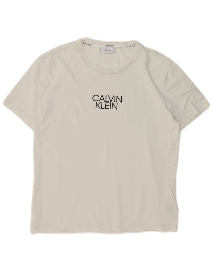 Calvin Klein Mens Graphic T-Shirt Top XL White Cotton