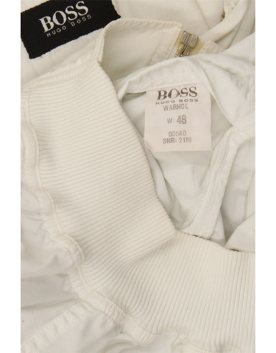 HUGO BOSS Mens Bomber Jacket IT 48 Medium White Cotton Vintage Hugo Boss and Second-Hand Hugo Boss from Messina Hembry 