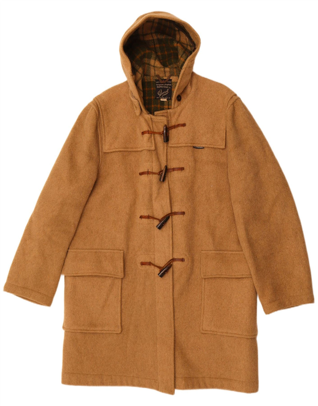 Gloverall Womens Hooded Duffle Coat UK 42 XL Beige Wool
