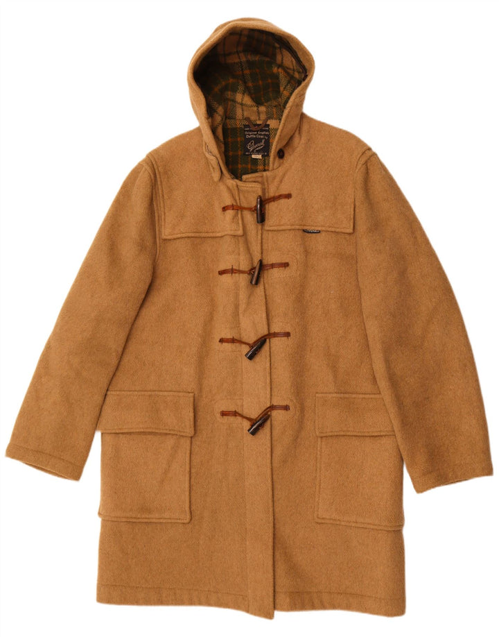 Gloverall Womens Hooded Duffle Coat UK 42 XL Beige Wool