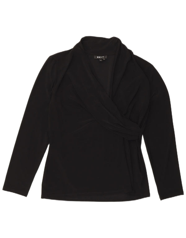 Dkny Womens Blouse Top UK 18 XL Black Polyester