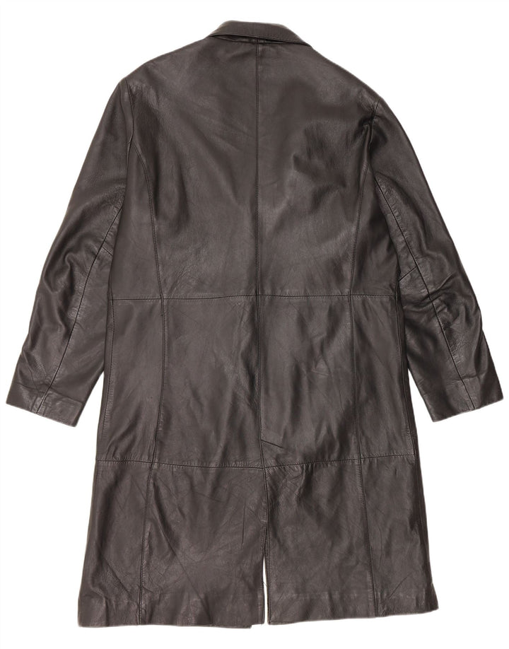 VINTAGE Mens Leather Coat UK 42 XL Black Leather
