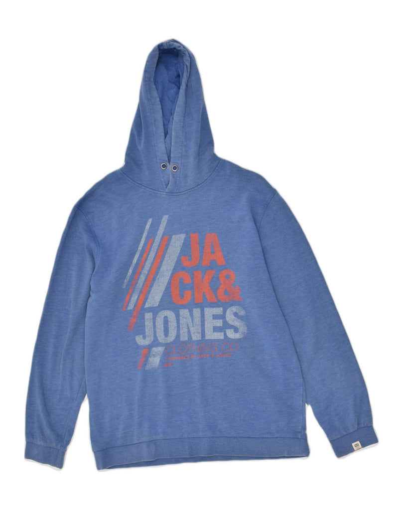 JACK & JONES Mens Graphic Hoodie Jumper XL Blue Cotton | Vintage Jack & Jones | Thrift | Second-Hand Jack & Jones | Used Clothing | Messina Hembry 