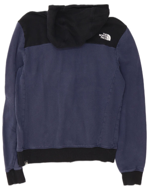 The North Face Mens Zip Hoodie Sweater Medium Navy Blue Colourblock Cotton